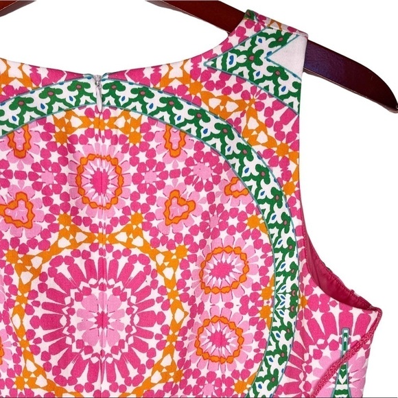 LONDON TIMES Mosaic Print Sleeveless Shift Dress Size 4 in Bright Pink Print - Picture 11 of 14